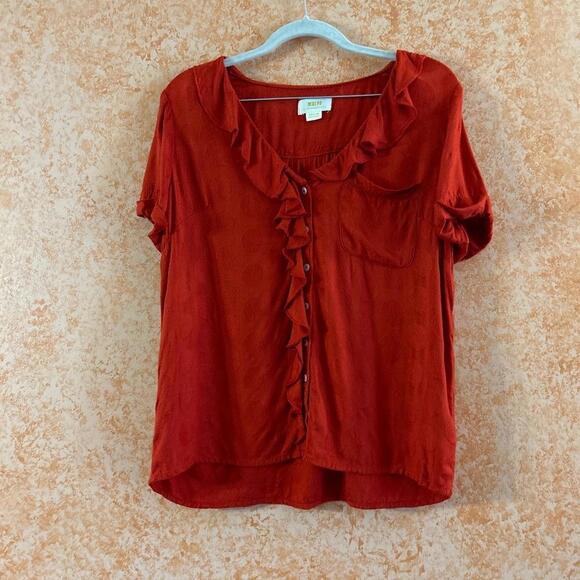 Maeve Tops - MAEVE Anthropologie Ruffled Blouse size Medium